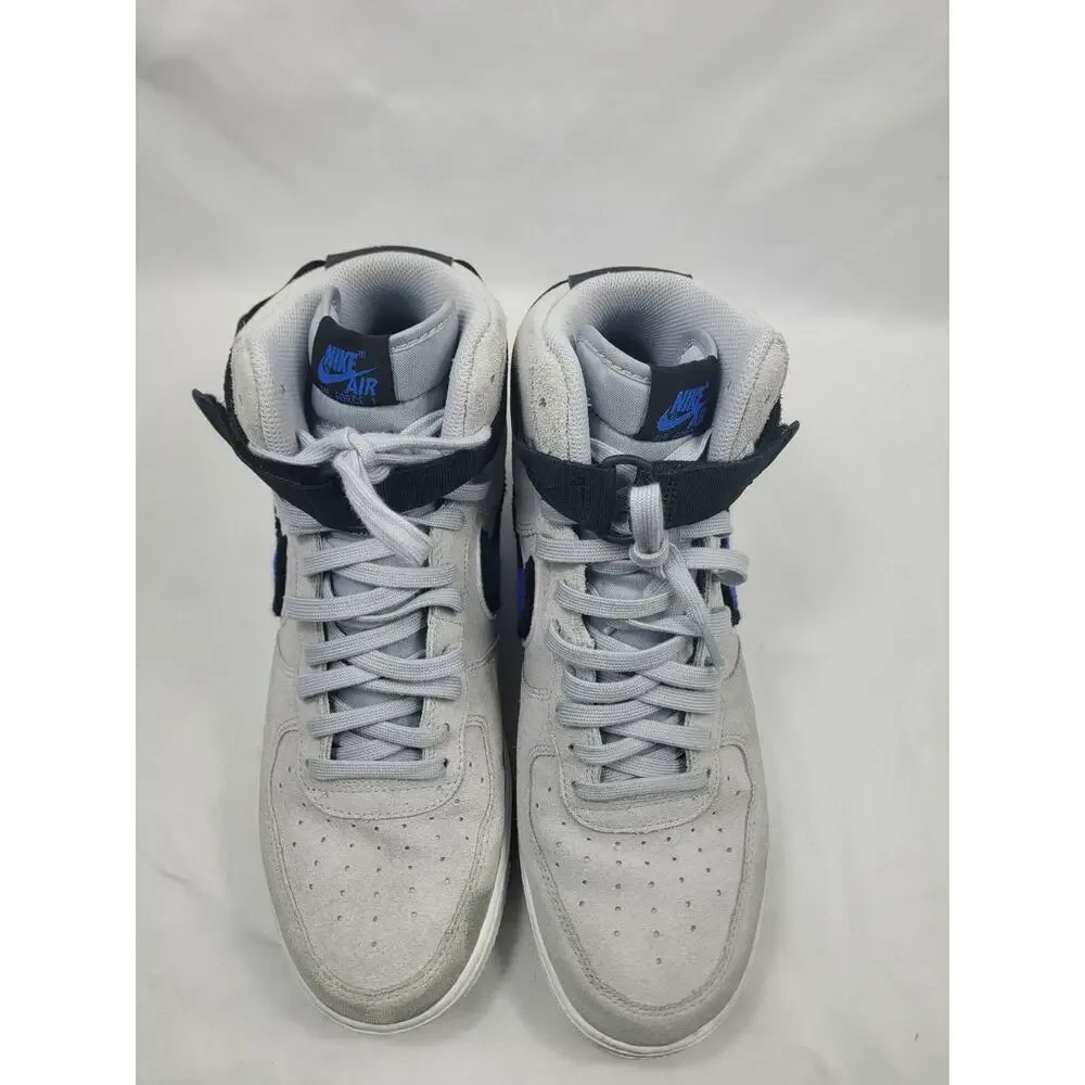 Nike Air Force 1 High Chenille Swoosh Gray Blue 806403-015 Men's Size 11.5